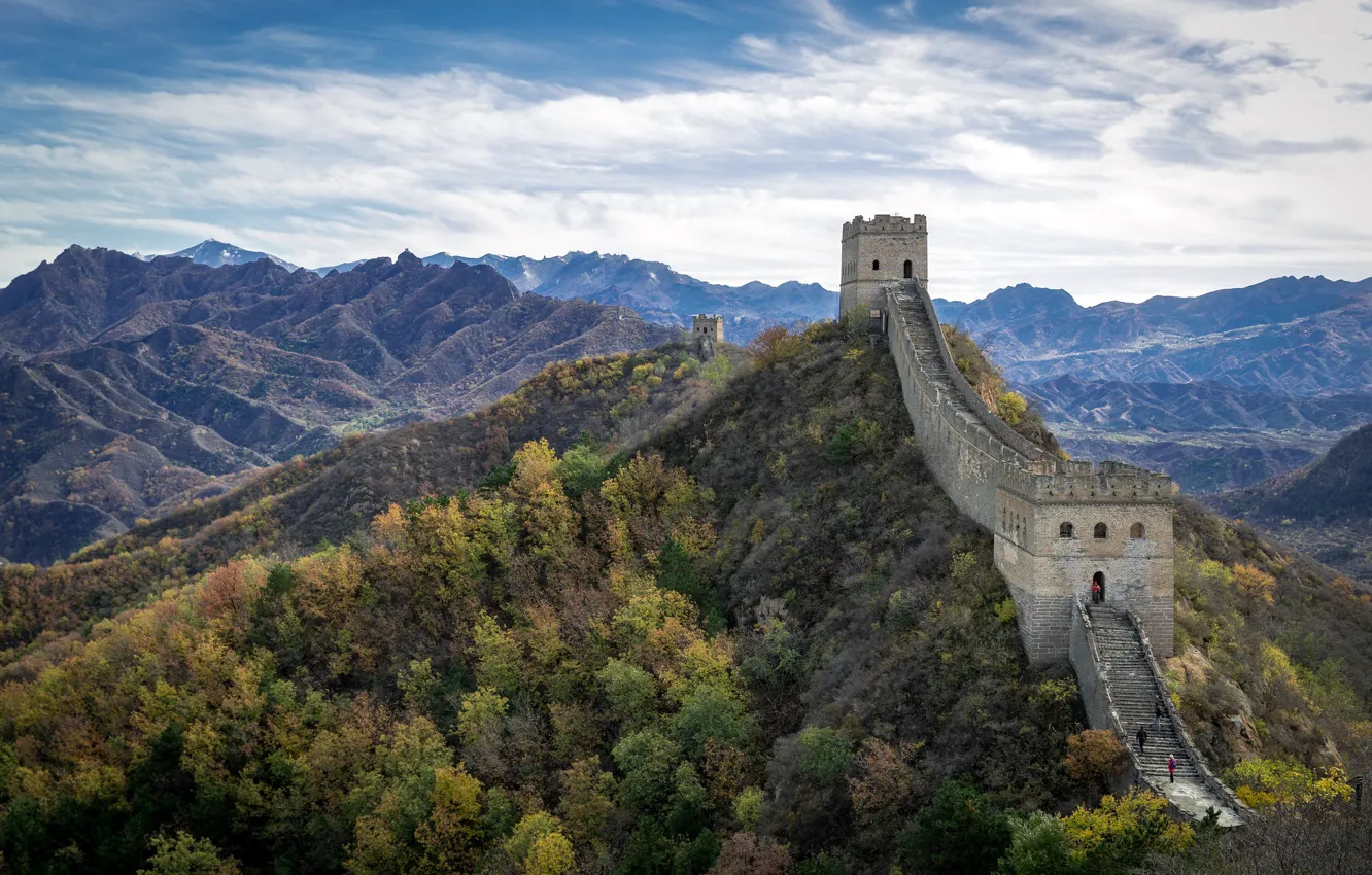 Photo wallpaper China, sunny, Great Wall, Hebei, Jinshanling, windy and autumn day