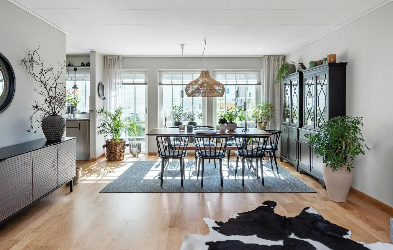 Photo wallpaper plant, room, interior, ekostil, dining area, dining room, design