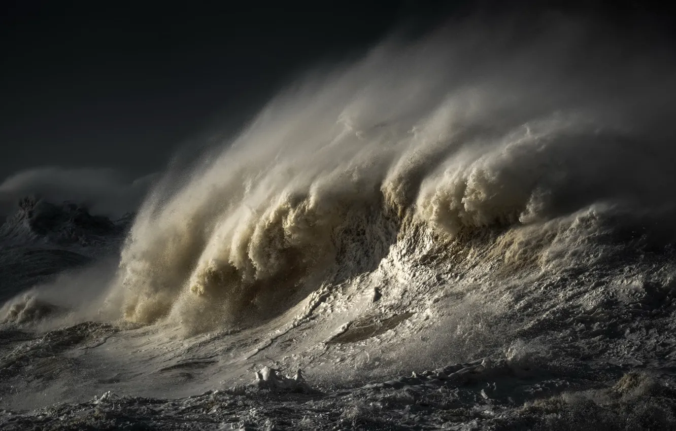 Photo wallpaper sea, wave, storm