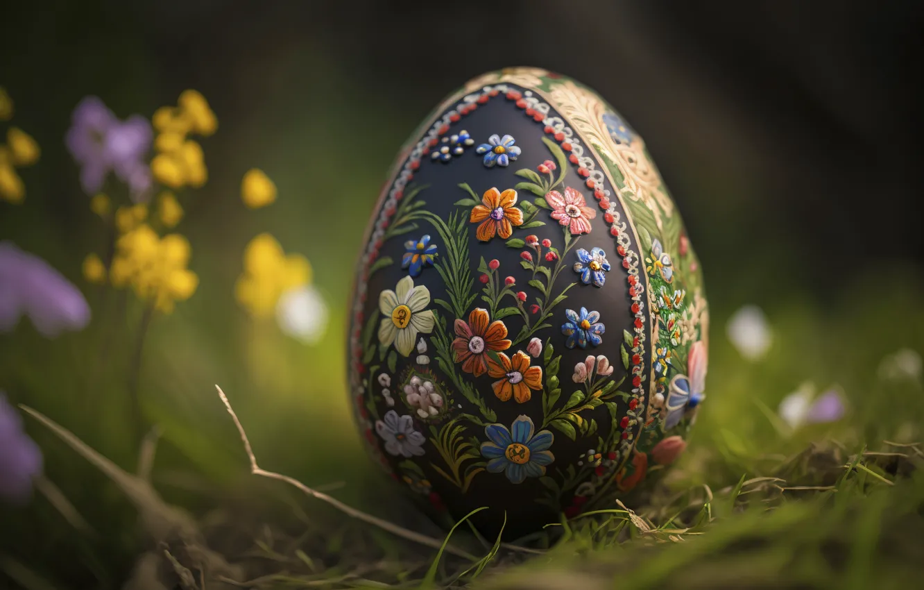 Photo wallpaper close-up, egg, Easter, bokeh, krashenka, neural network