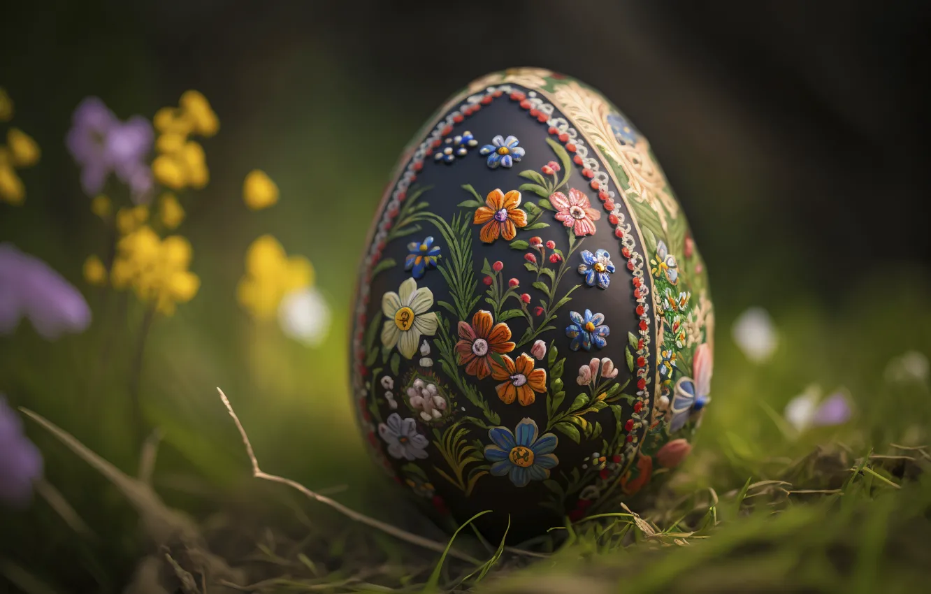 Photo wallpaper close-up, eggs, Easter, bokeh, eggs, neural network