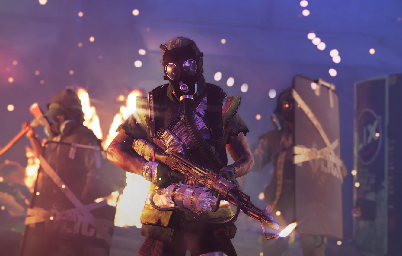 Photo wallpaper weapons, soldiers, gas mask, Tom Clancy's The Division 2