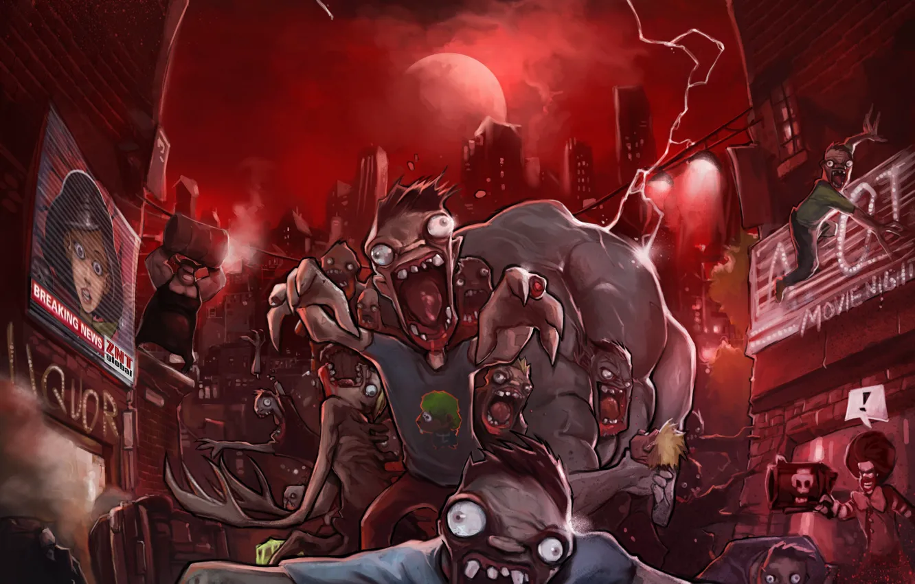 Photo wallpaper night, the moon, the game, zombies, Zombie Night Terror