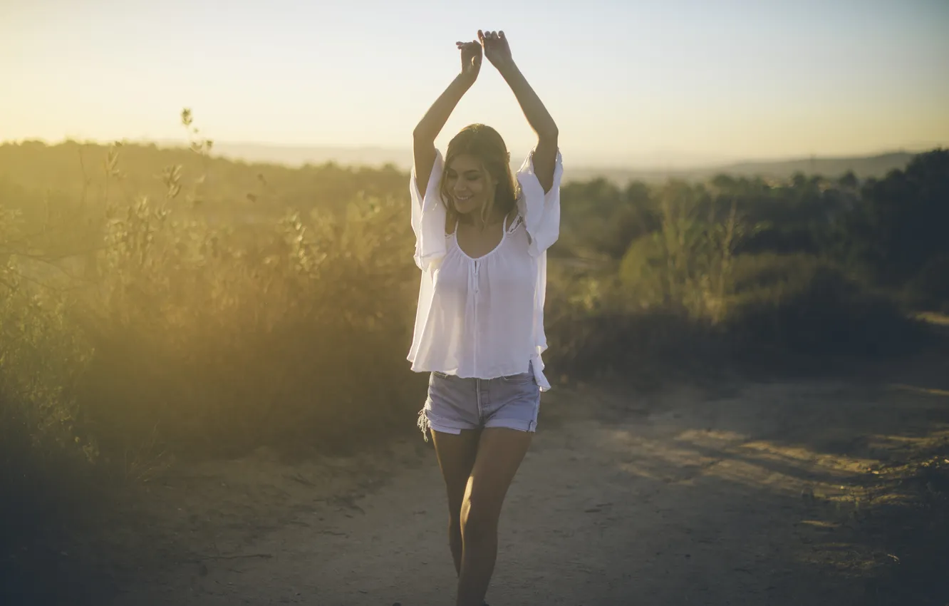Photo wallpaper summer, girl, pose, shorts