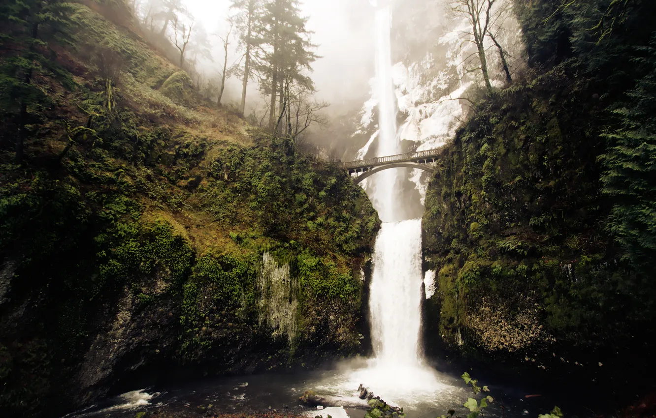 Photo wallpaper winter, rocks, waterfall, winter falls