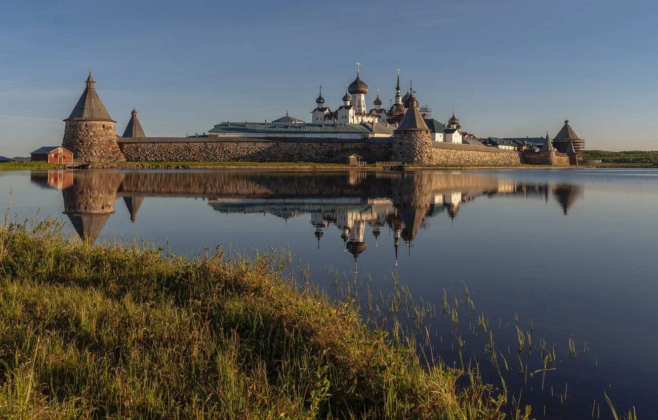 Photo wallpaper landscape, Bay, the monastery, Solovki, The white sea, Solovetsky monastery
