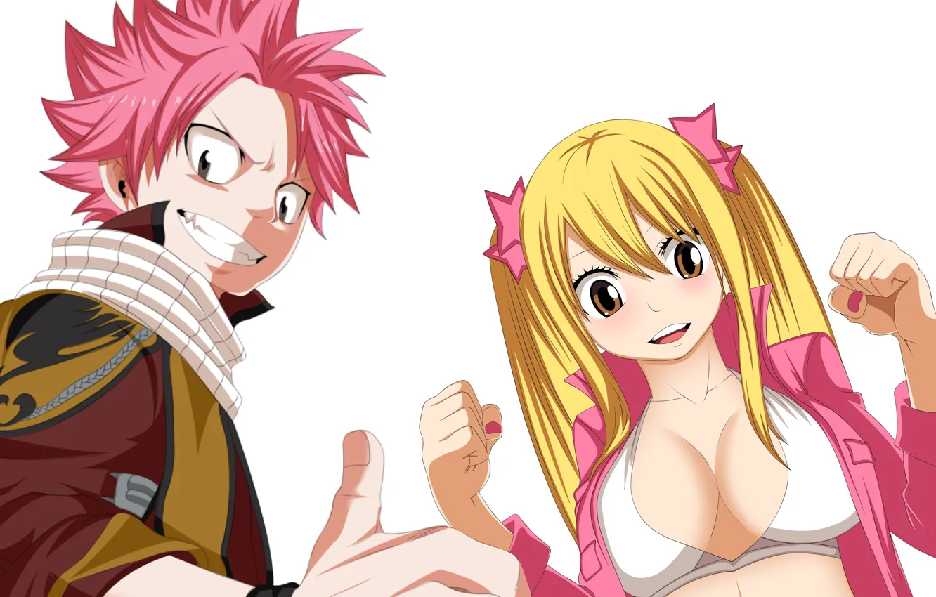 Photo wallpaper game, anime, Lucy, blonde, manga, japanese, Fairy Tail, Natsu