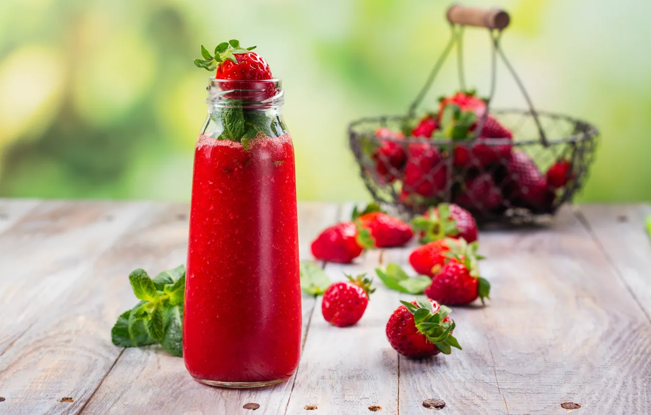 Photo wallpaper berries, strawberry, fresh, smoothies