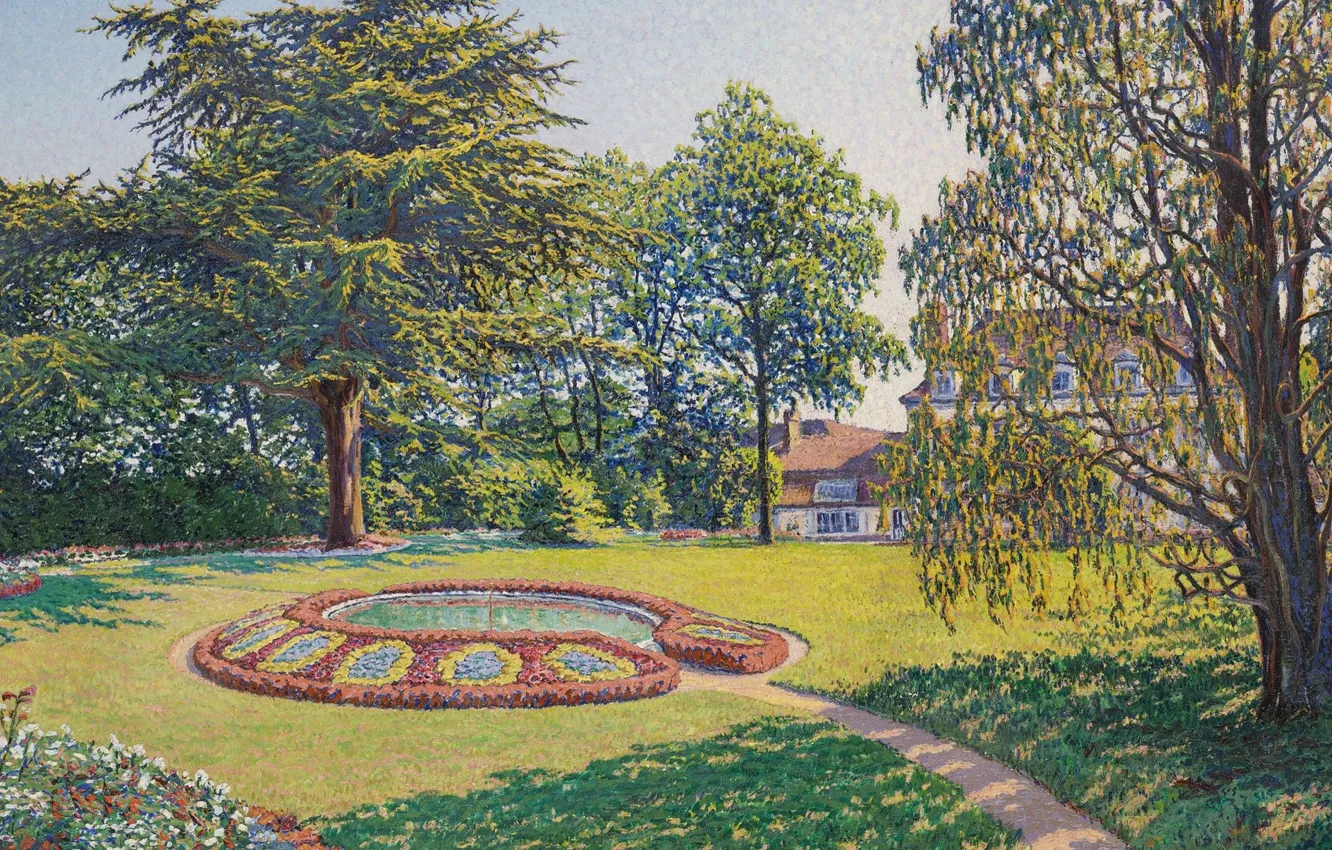 Photo wallpaper landscape, picture, flowerbed, Gustave Cariot, Gustave Cairo, Castle Park