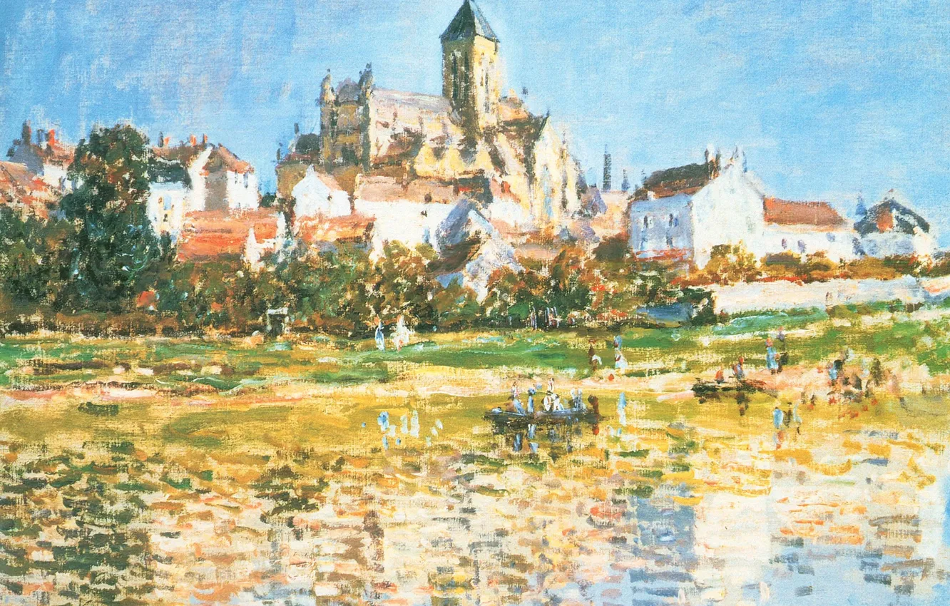 Photo wallpaper landscape, picture, Claude Monet, Vétheuil. Church