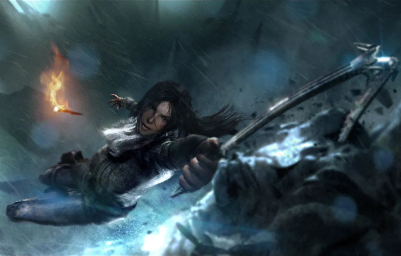 Photo wallpaper torch, Tomb Raider, Lara Croft, Rise of the Tomb Raider, Ice pick