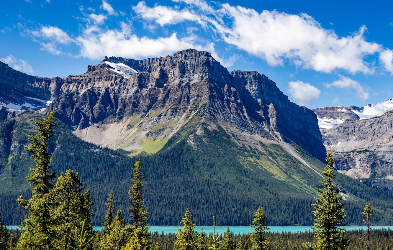 Photo wallpaper rock, lake, photo, Canada, Lake, Banff, Parks
