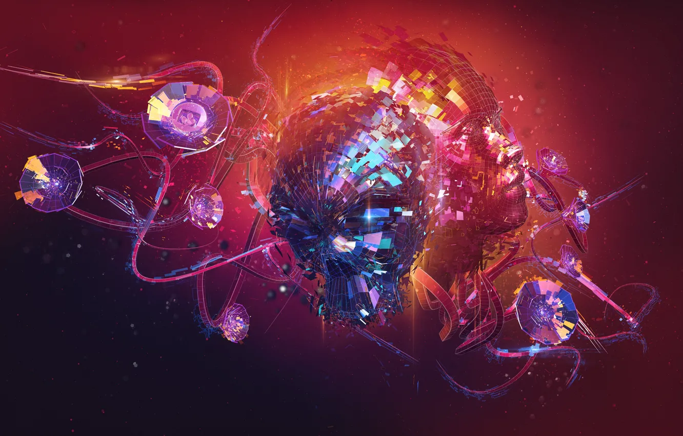 Photo wallpaper desktopography, face, digital art, junkflow