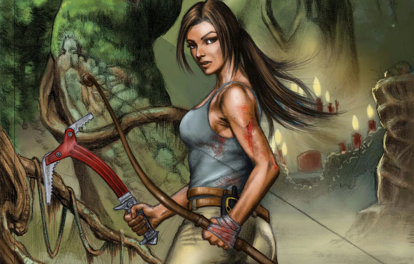 Photo wallpaper bow, tomb raider, kirk, Lara Croft