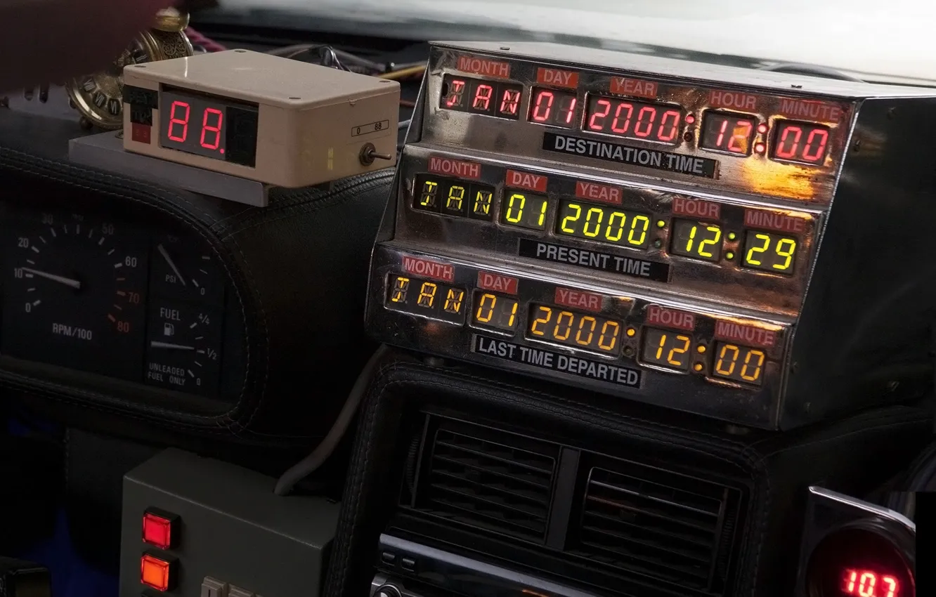 Photo wallpaper background, Back to the future, The DeLorean, DeLorean, DMC-12, scoreboard, Back to the Future, Time …