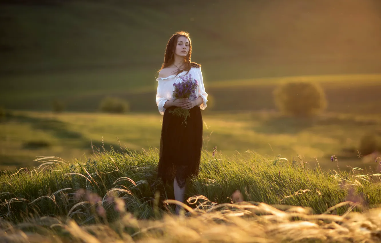 Photo wallpaper summer, girl, flowers