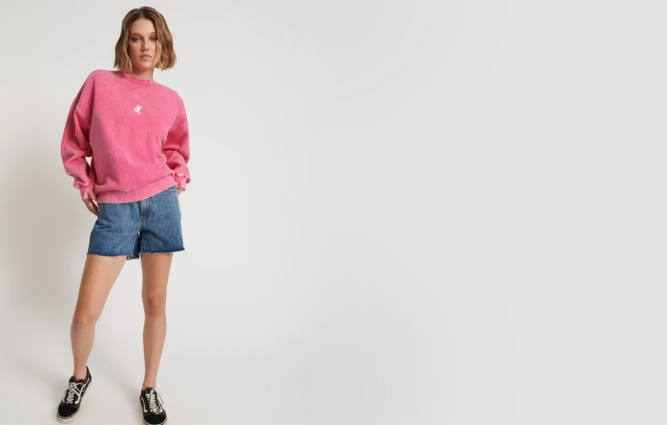 Photo wallpaper girl, shorts, model, sneakers