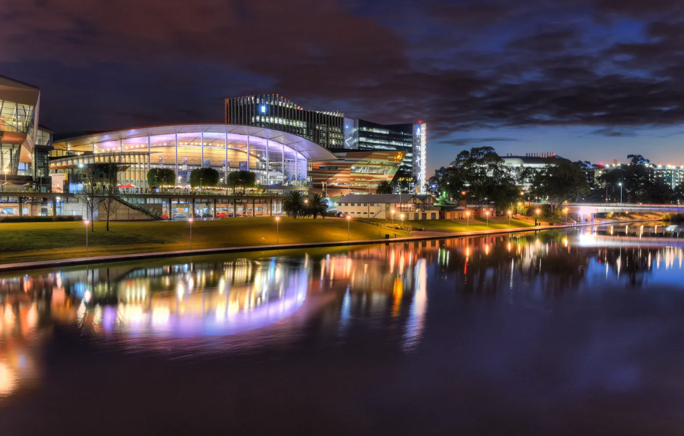 Photo wallpaper lights, the evening, backlight, Australia, Adelaide