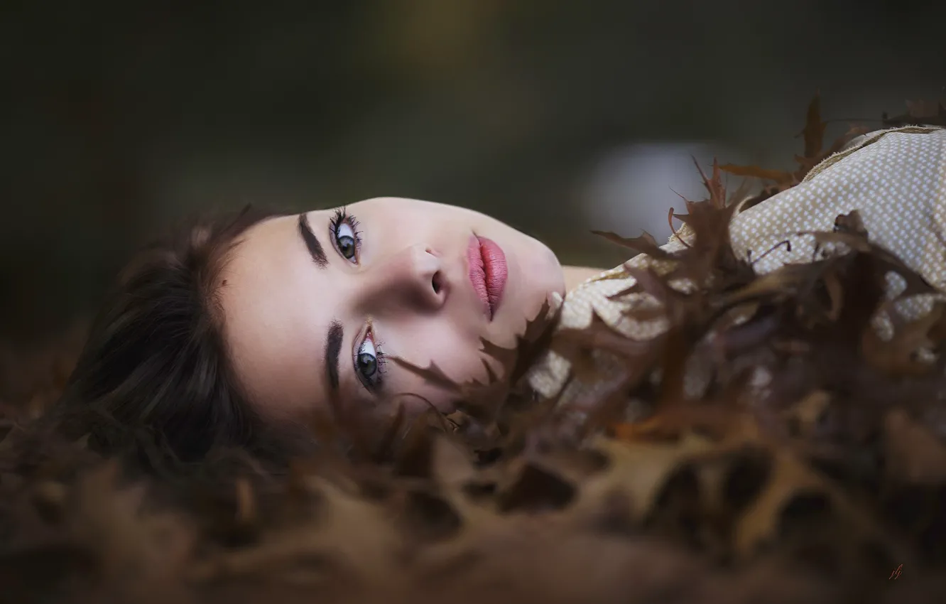 Photo wallpaper look, model, portrait, makeup, brunette, hairstyle, lies, beauty