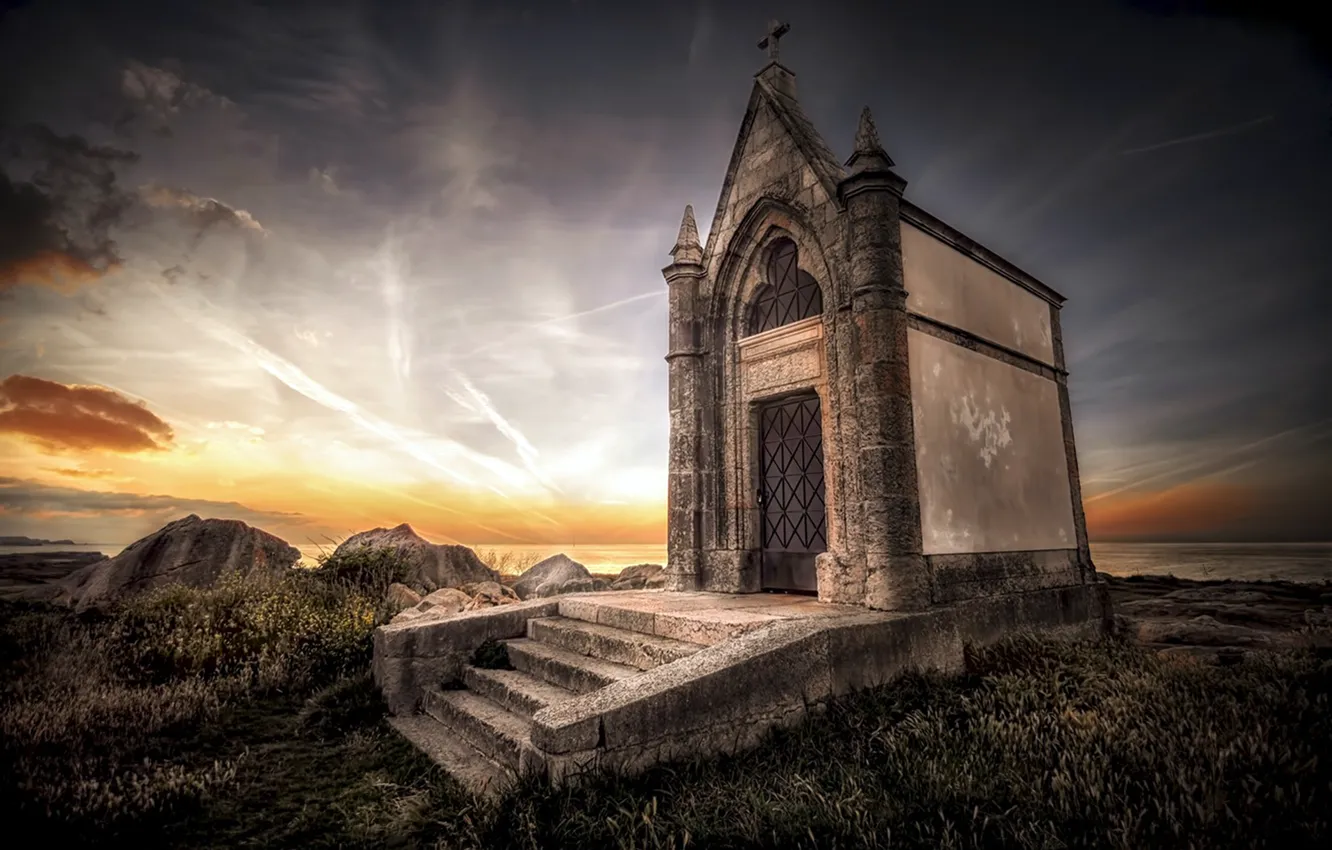 Photo wallpaper sunset, stones, Cathedral, Pantheon, Cantabria