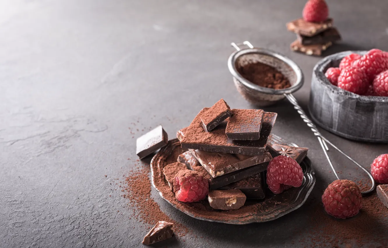 Photo wallpaper berries, raspberry, tile, chocolate, Iryna Melnyk