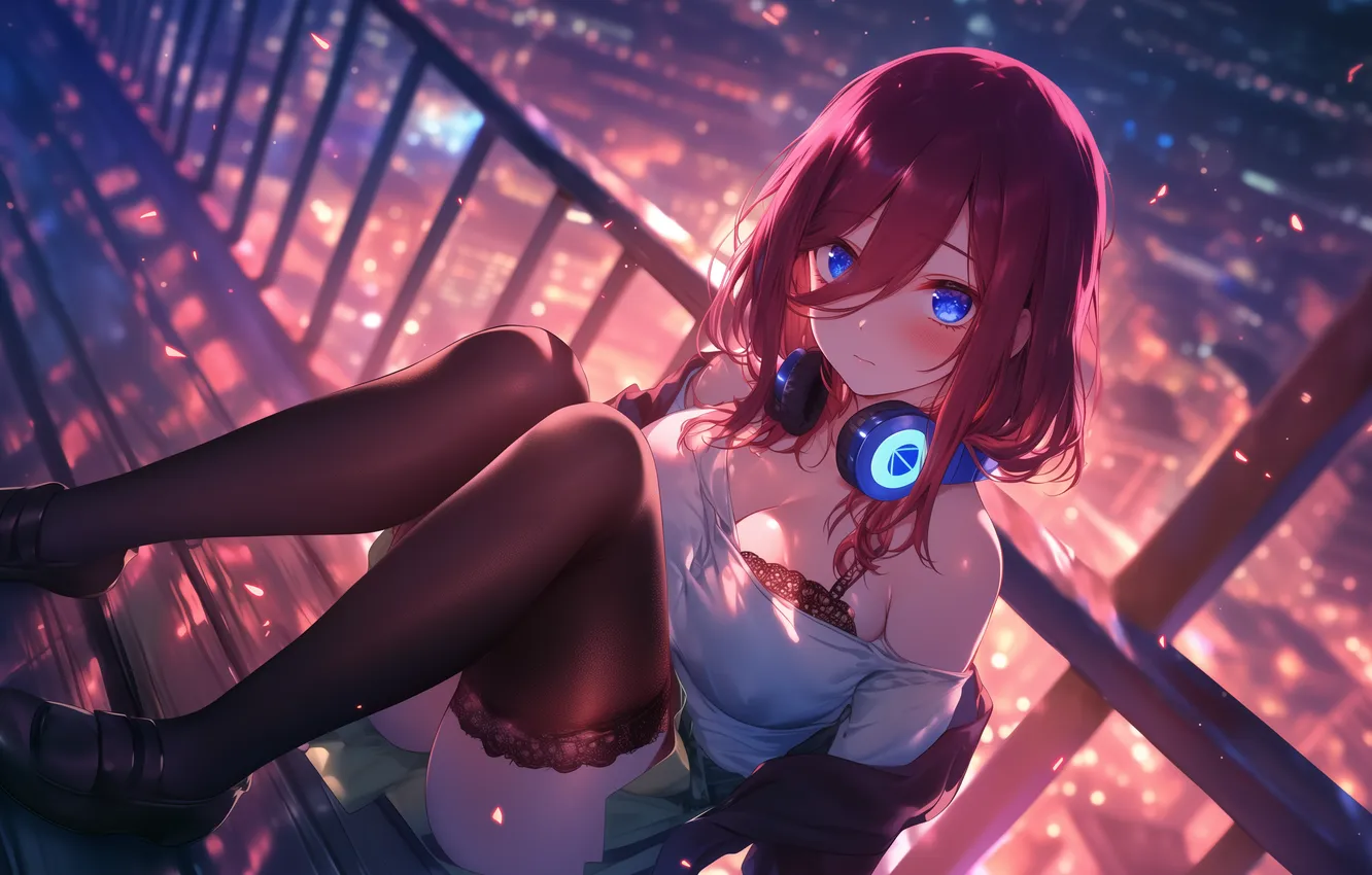 Photo wallpaper anime, art, wallpaper, The Quintessential Quintuplets, Go-Toubun no Hanayome, Five brides, Miku Nakano, 5 brides