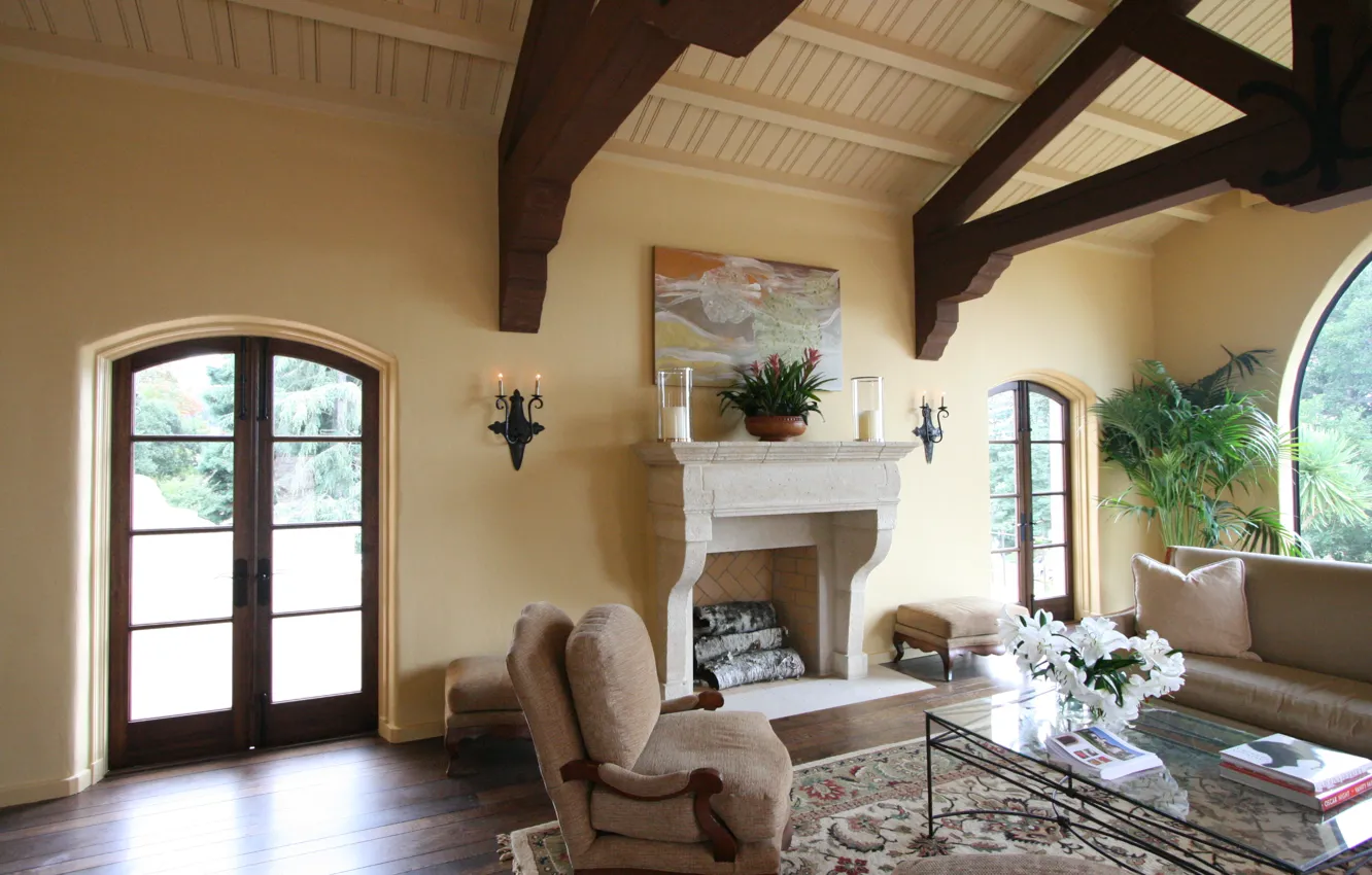 Photo wallpaper design, style, interior, fireplace, living room, living room, Westminster