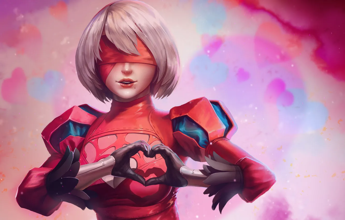 Photo wallpaper game, mecha, heart, anime, valentine, warrior, strong, bishojo