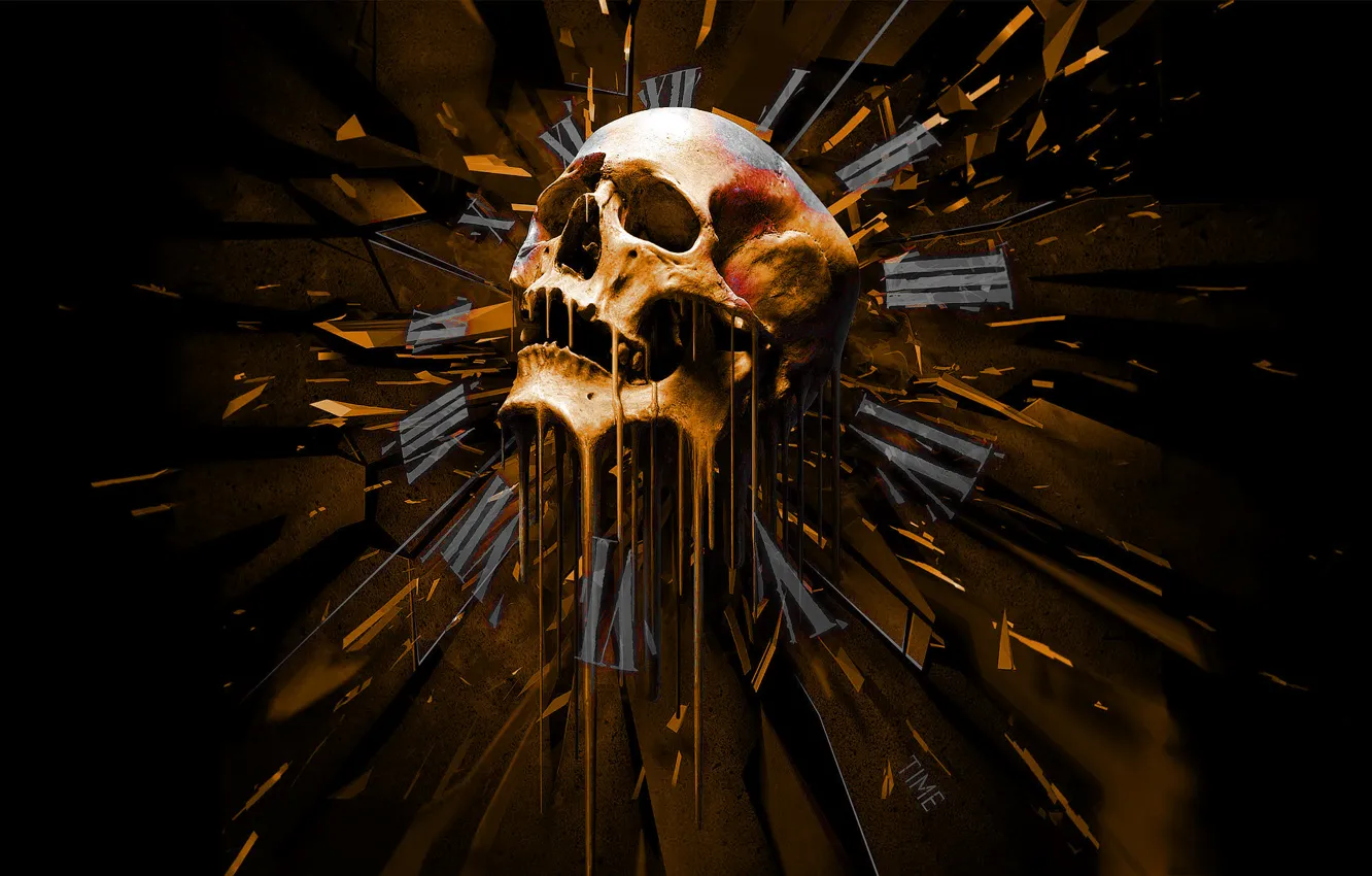 Photo wallpaper Skull, Time, Watch, Arrows, Time