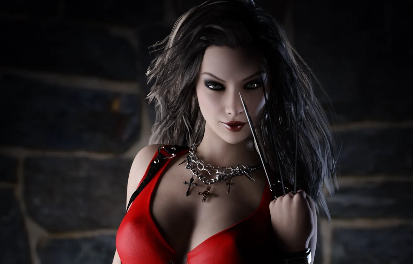 Photo wallpaper look, girl, assassin