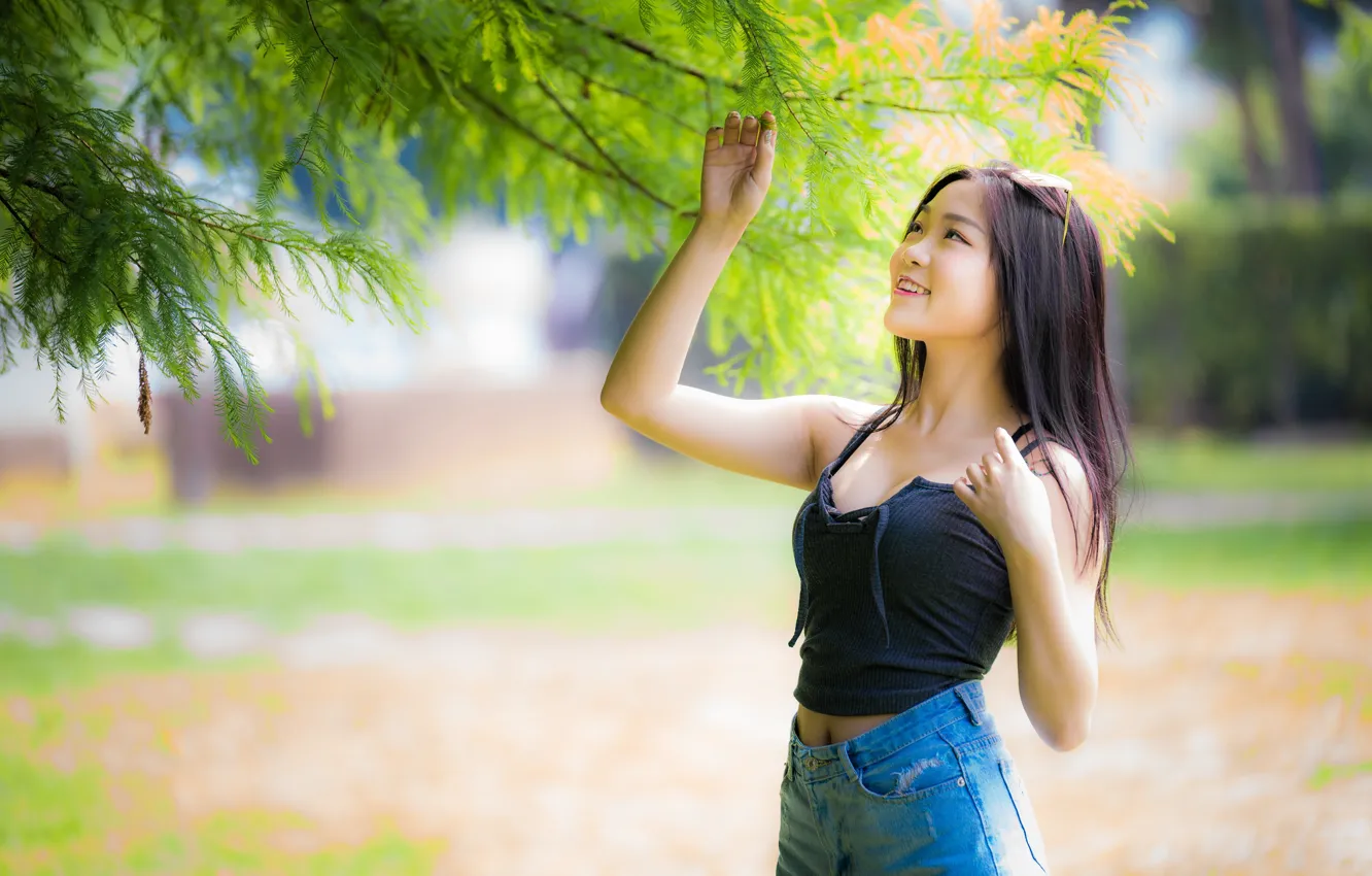 Photo wallpaper girl, smile, Asian, cutie