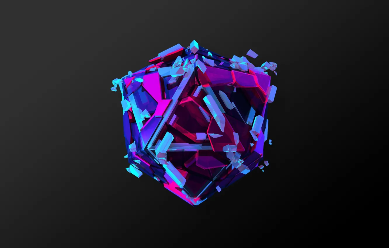 Photo wallpaper abstraction, the dark background, crystals, triangle, abstraction, Justin Maller, Crystal, Justin Muller