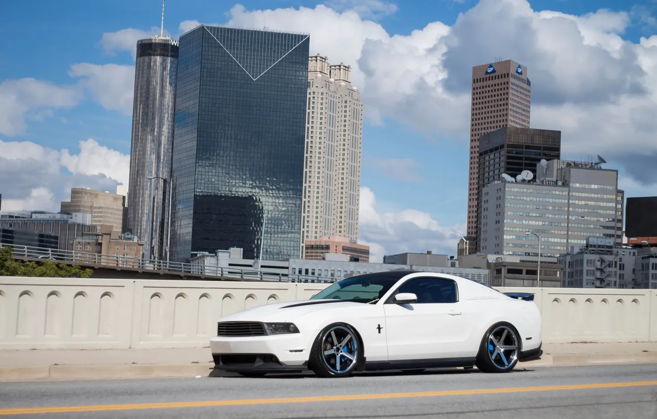 Photo wallpaper Mustang, Ford, City, White