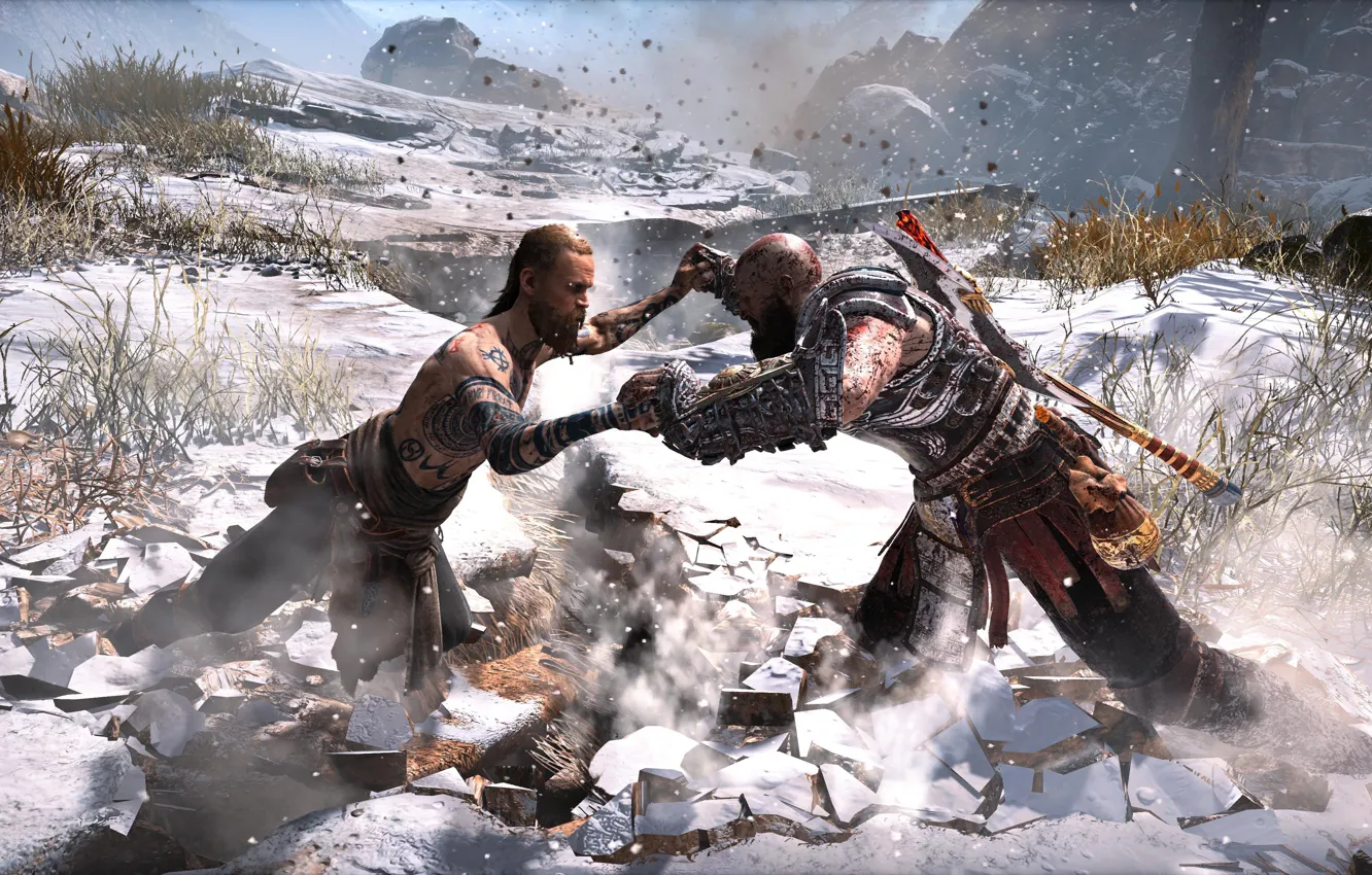 Photo wallpaper Kratos, Vikings, God of War 4, Santa Monica Studio, Baldur, Zeus Armor