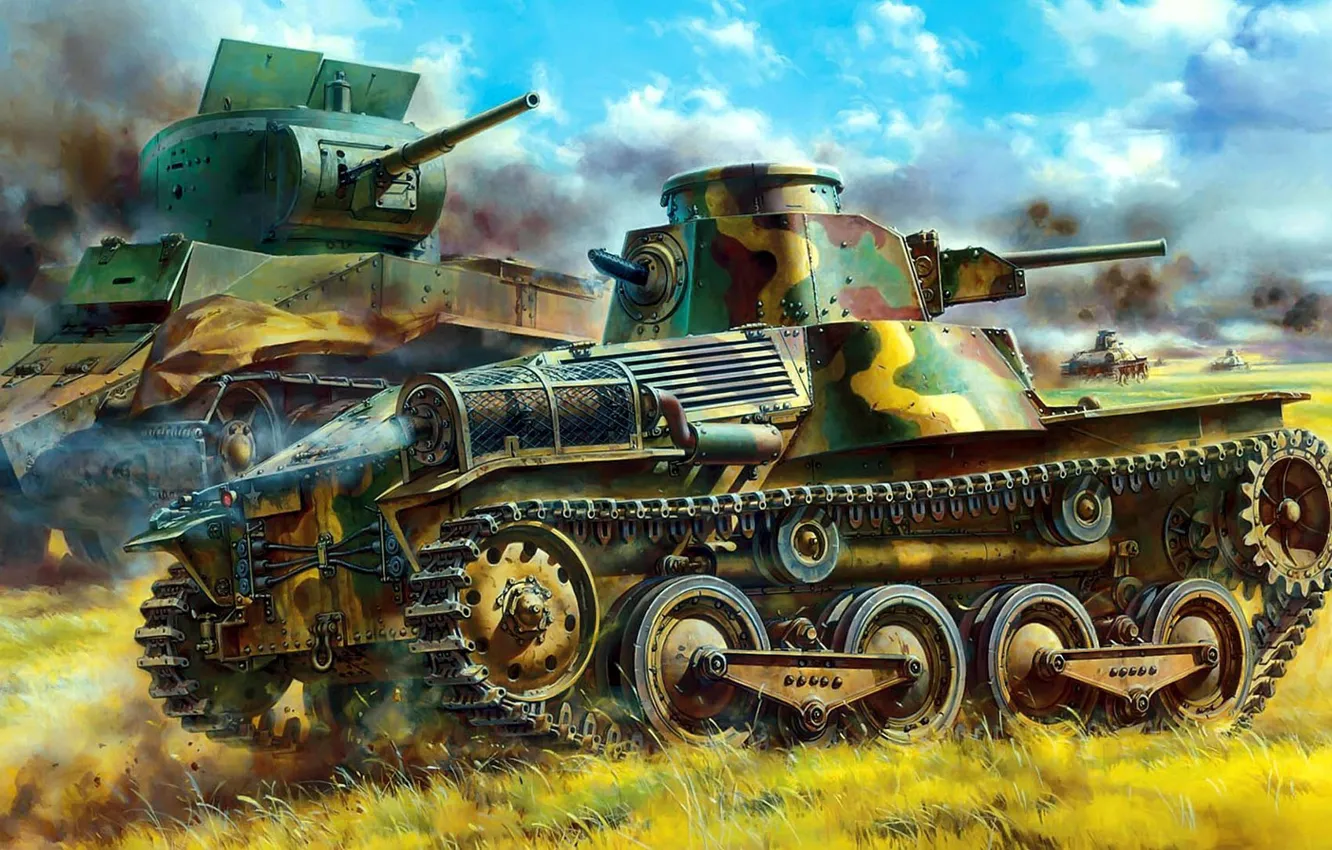 Photo wallpaper Ha-Th, Japanese light tank, Type 95