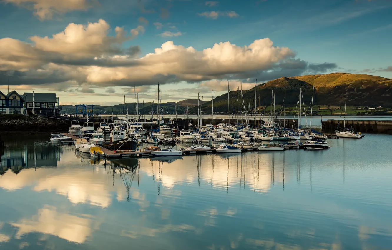 Photo wallpaper boat, pond, a lot