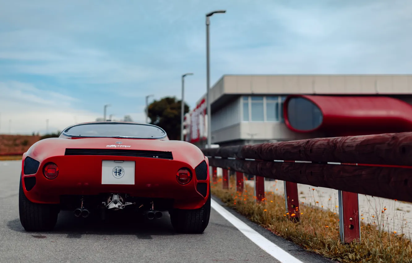 Photo wallpaper Alfa Romeo, 1967, rear view, 33 Road, Type 33, Alfa Romeo 33 Stradale Prototype