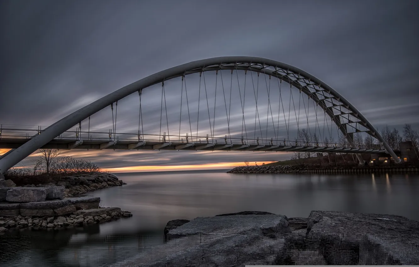 Photo wallpaper landscape, night, bridge