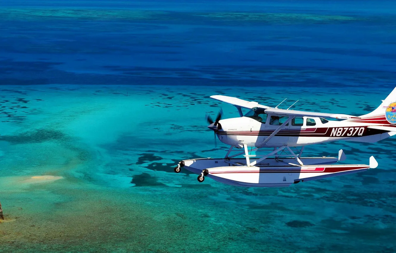 Photo wallpaper flight, aviation, tropics, the ocean, hydroplane
