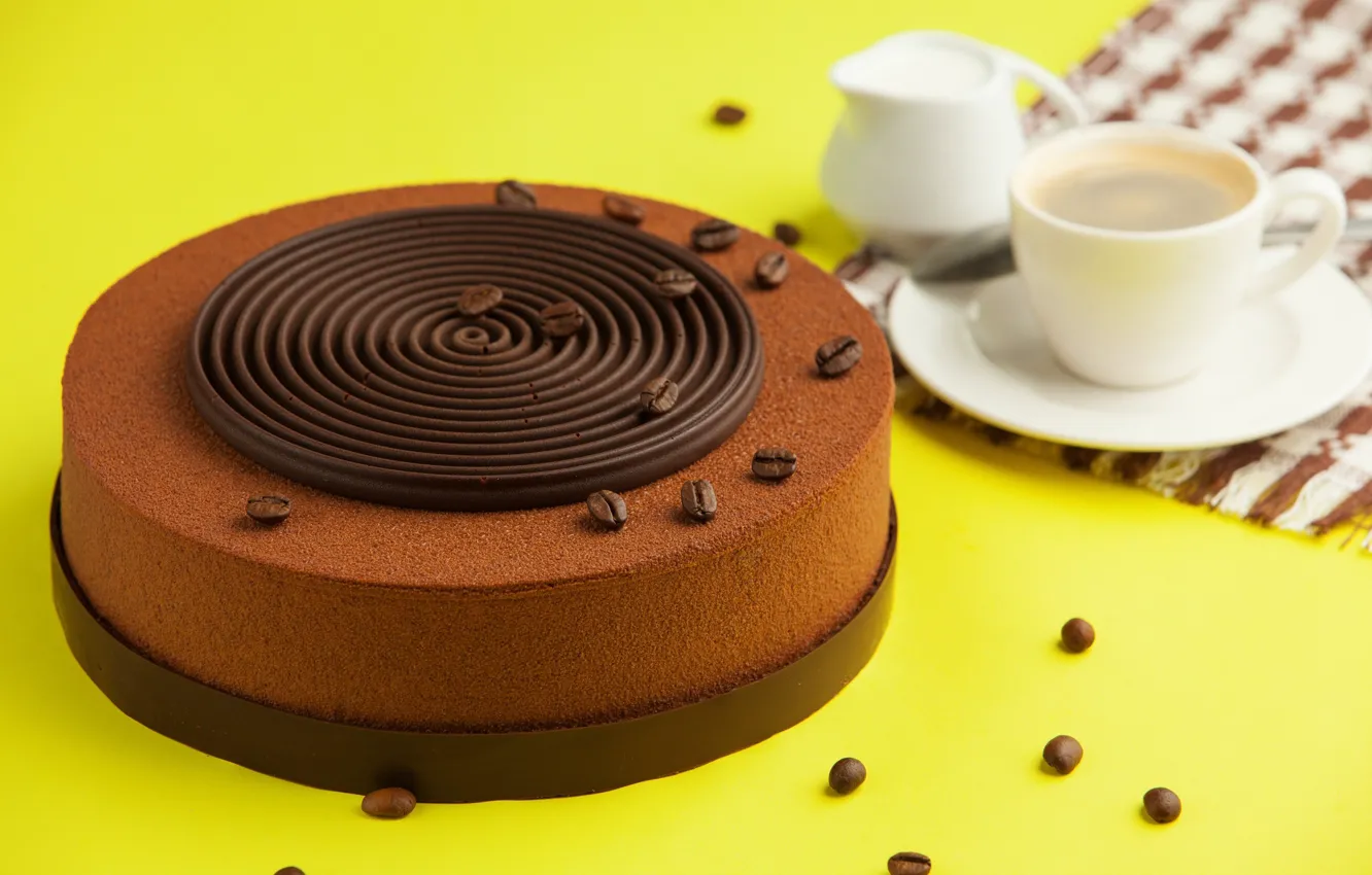 Photo wallpaper coffee, chocolate, grain, cake