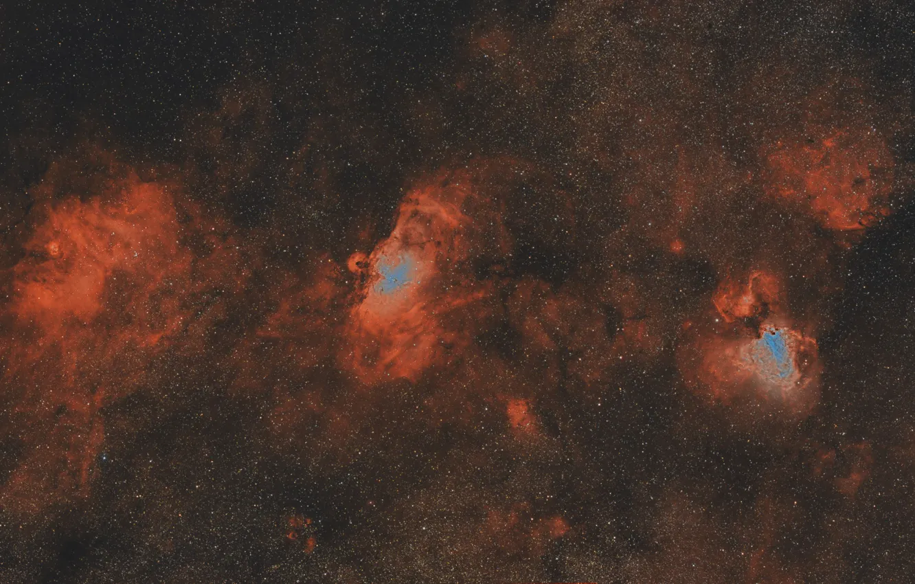 Photo wallpaper space, nebula, M16, M18, M17, NGC 6604