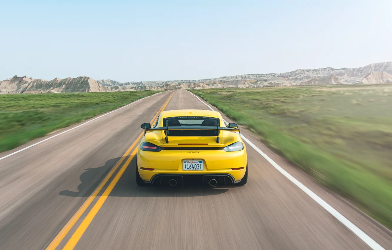 Photo wallpaper car, Porsche, Cayman, road, Weissach Package, 718, Porsche 718 Cayman GT4 RS