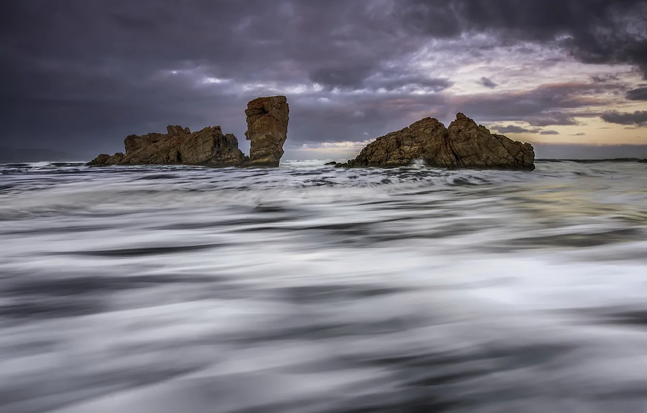 Photo wallpaper sea, landscape, rocks