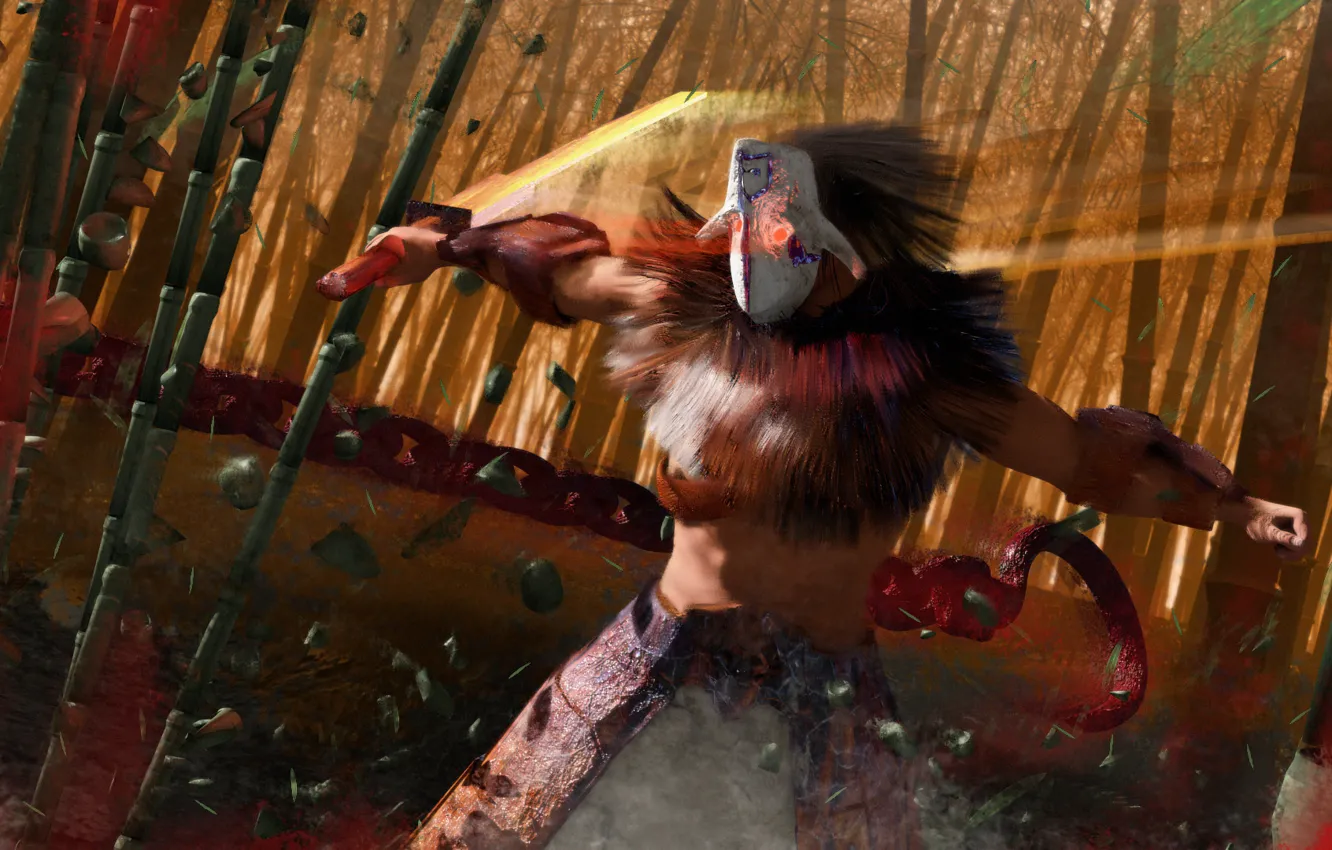 Photo wallpaper warrior, mask, art, hook, juggernaut, dota 2, yurnero, xwst