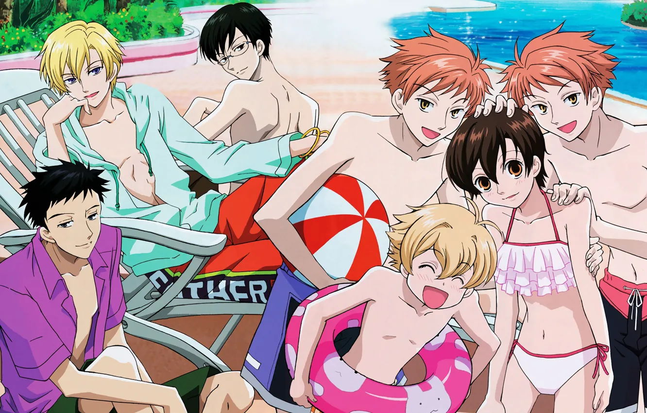 Photo wallpaper beach, summer, characters, Host club Ouran high school, Ouran Koukou Host Club