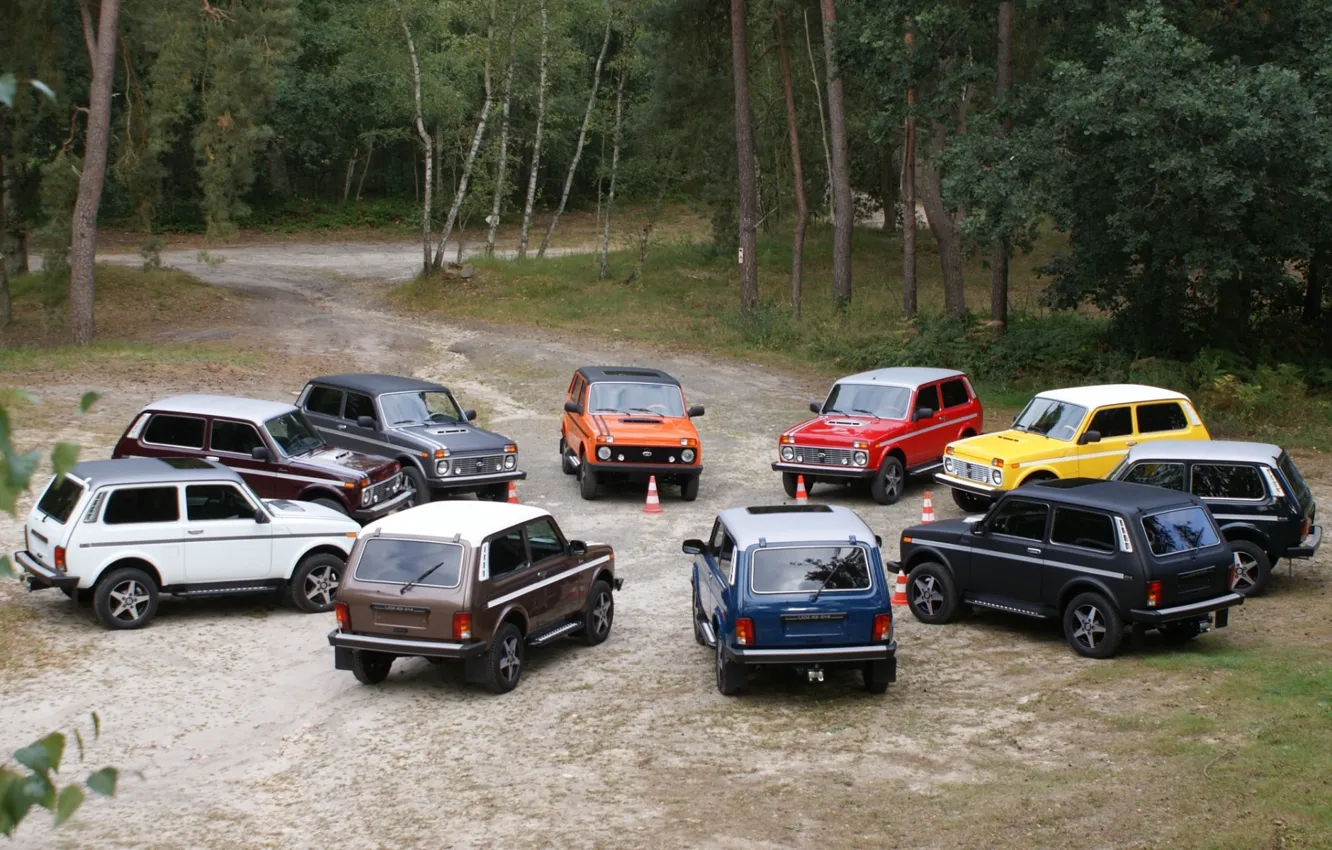 Photo wallpaper forest, background, tuning, jeep, SUV, Lada, tuning, Lada