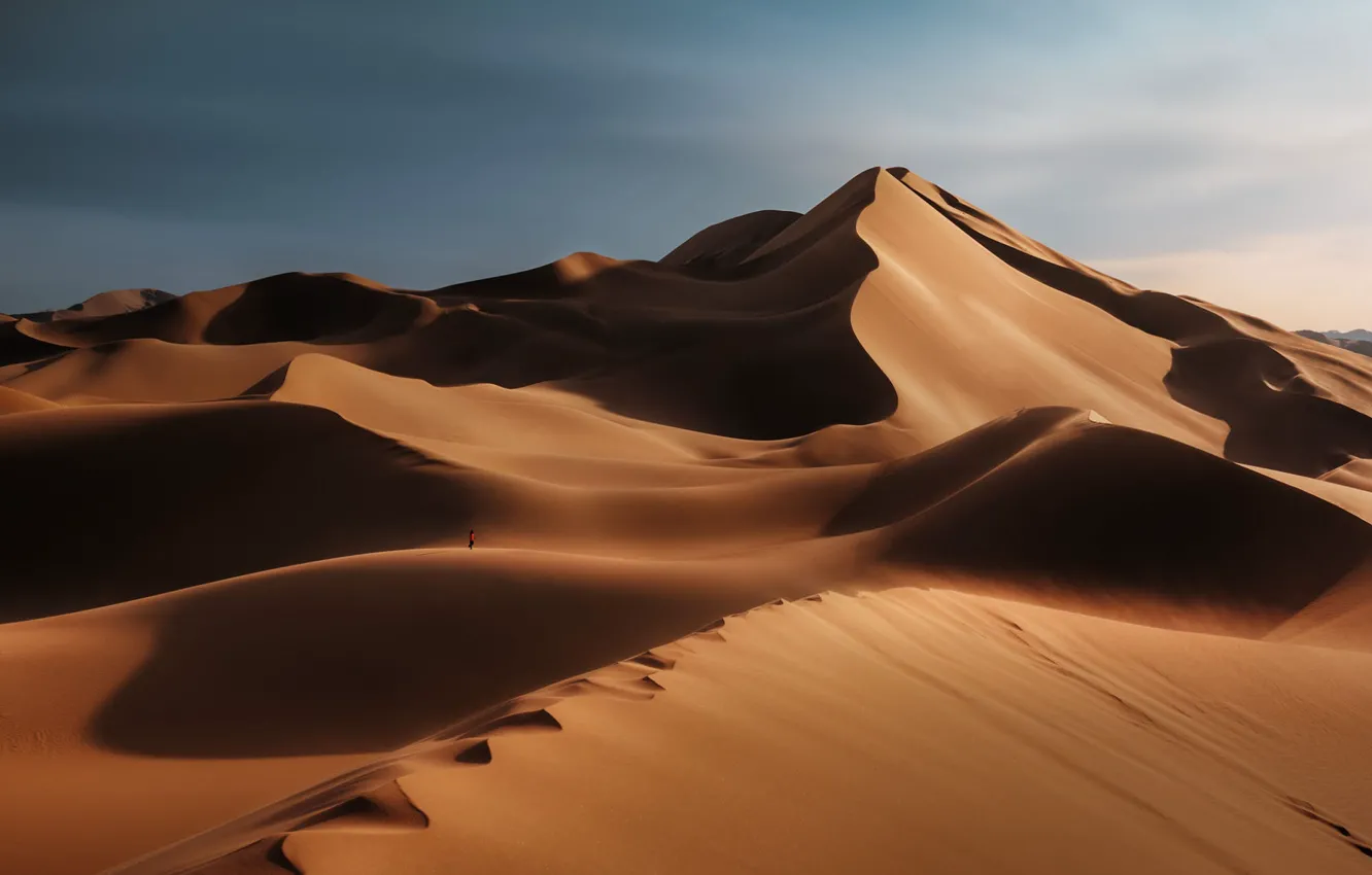 Photo wallpaper sand, desert, people, dunes, relief