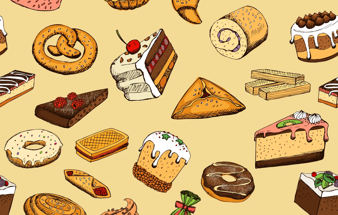 Photo wallpaper background, food, texture, dessert, sweet, pastries, Seamless