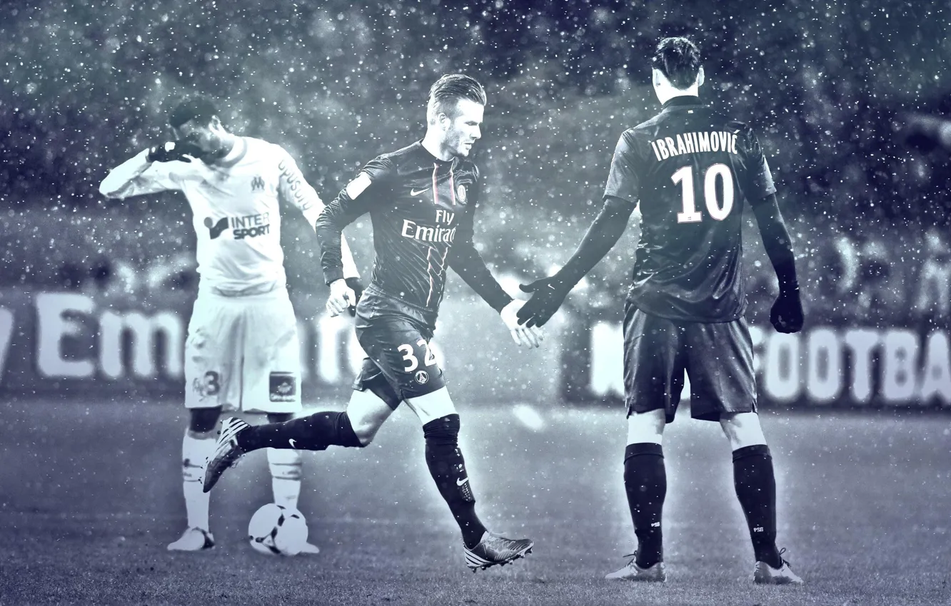 Photo wallpaper wallpaper, sport, David Beckham, football, Paris Saint-Germain, Zlatan Ibrahimovic, players
