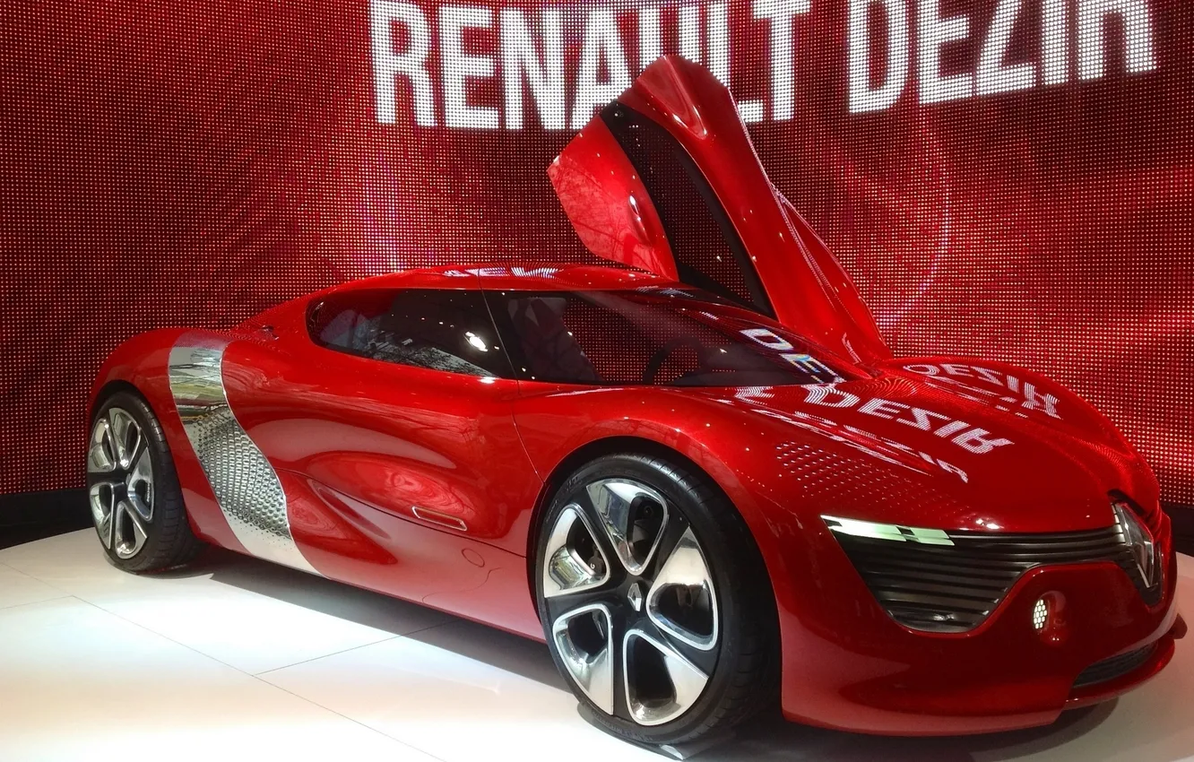 Photo wallpaper red, Electric Concept Car, Renault DeZir